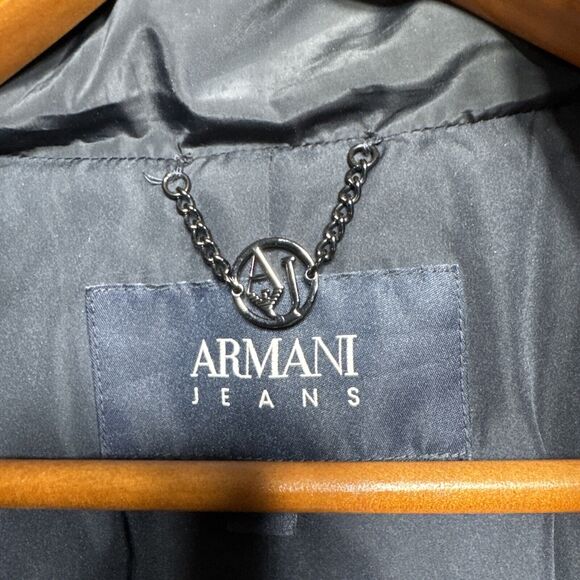 Armani Jeans Puffer Coat Womens US 10 EU 42Black Detachable Hood Full Zip - Picture 2 of 9